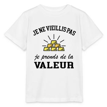 Je ne vieillis pas je prends de la valeur - T-shirt bio MINI CREATOR Stanley/Stella Enfant - blanc - Devant - Maike (125cm)