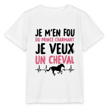 Je m'en fou du prince charmant je veux un cheval - T-shirt bio MINI CREATOR Stanley/Stella Enfant - blanc - Devant - Maike (125cm)