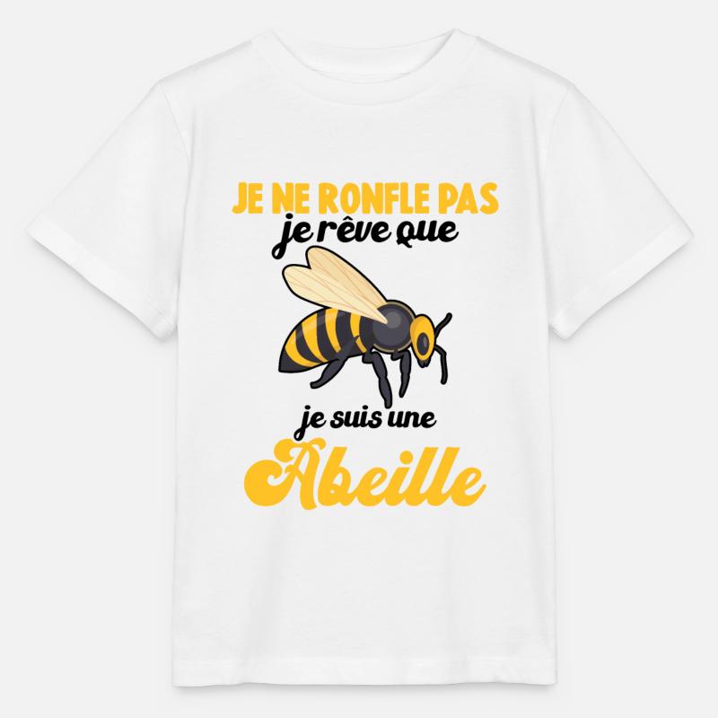 Je ne ronfle pas je rêve que je suis une abeille - T-shirt bio MINI CREATOR Stanley/Stella Enfant - blanc