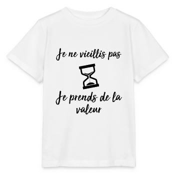 Je ne vieillis pas, je prends de la valeur - T-shirt bio MINI CREATOR Stanley/Stella Enfant - blanc - Devant - Maike (125cm)