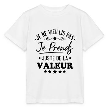 Je ne vieillis pas je prends de la valeur - T-shirt bio MINI CREATOR Stanley/Stella Enfant - blanc - Devant - Maike (125cm)