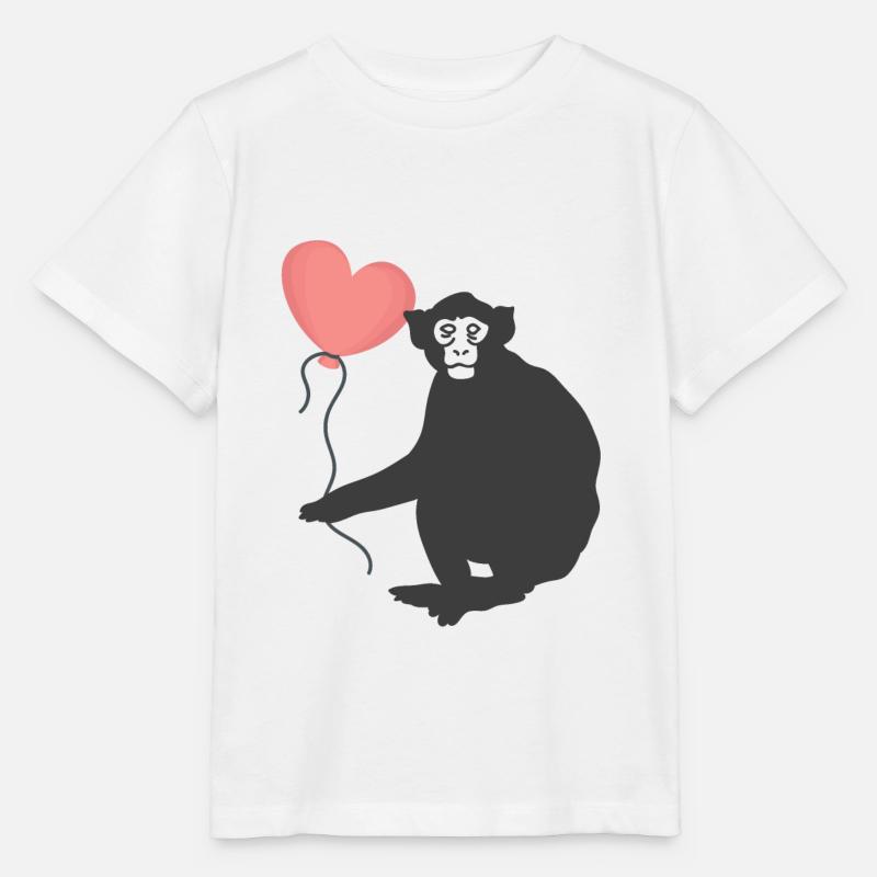 Affe mit Herz Luftballon - Stanley/Stella Kinder T-Shirt MINI CREATOR  - Weiß