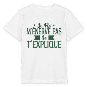 Je ne m’énerve pas je t’explique - T-shirt bio MINI CREATOR Stanley/Stella Enfant - blanc - Devant - Maike (125cm)