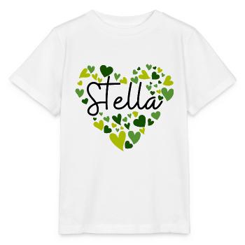 Ich liebe Stella Herzen in Grün - Stanley/Stella Kinder T-Shirt MINI CREATOR  - Weiß - Vorne - Maike (125cm)