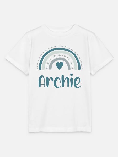 Archie Name Rainbow - Stanley/Stella Kinder T-Shirt MINI CREATOR - Weiß