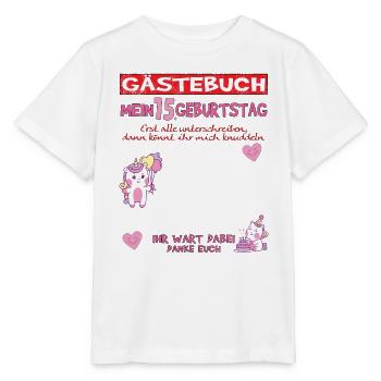 Livre d’or 15e anniversaire fille et garçon - T-shirt bio MINI CREATOR Stanley/Stella Enfant - blanc - Devant - Maike (125cm)