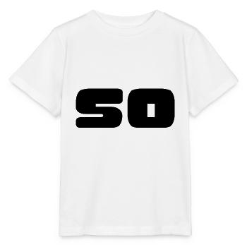 50. 50 JAHRE. 50-jähriges JUBILÄUM. GEBURTSTAG 50 JAHRE. - Stanley/Stella Kinder T-Shirt MINI CREATOR  - Weiß - Vorne - Maike (125cm)