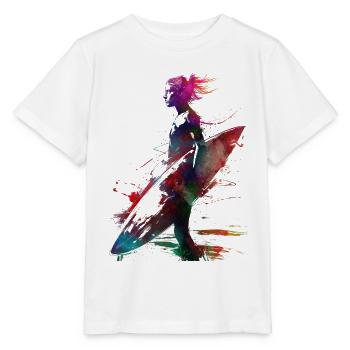Surfeur sport art #surfer #sport - T-shirt bio MINI CREATOR Stanley/Stella Enfant - blanc - Devant - Maike (125cm)