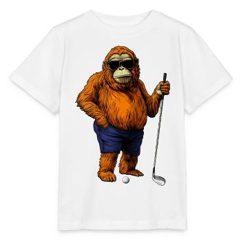 Affe Golfspieler - Stanley/Stella Kinder T-Shirt MINI CREATOR  - Weiß - Vorne - Maike (125cm)