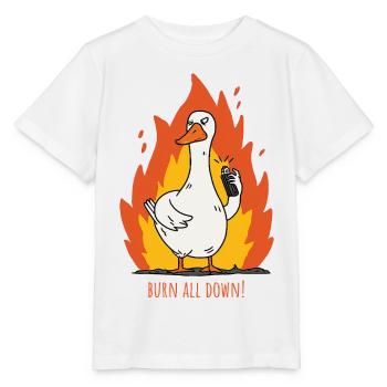 Flammenente brennt alles nieder! - Stanley/Stella Kinder T-Shirt MINI CREATOR  - Weiß - Vorne - Maike (125cm)