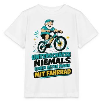 Unterschätze NIEMALS alten Mann mit Fahrrad - Stanley/Stella Kinder T-Shirt MINI CREATOR  - Weiß - Vorne - Maike (125cm)