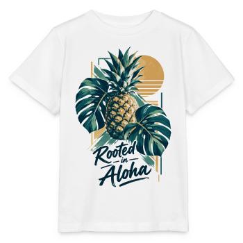 Minimalistische Monstera & Ananas: Aloha Vibe - Stanley/Stella Kinder T-Shirt MINI CREATOR  - Weiß - Vorne - Maike (125cm)