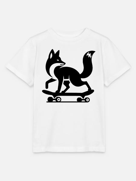 Fuchs Silhouette minimalistisch Skateboard Skater - Stanley/Stella Kinder T-Shirt MINI CREATOR  - Weiß