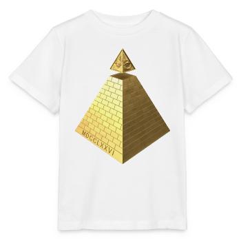 Illuminati Pyramid Gold 3D - Stanley/Stella Kinder T-Shirt MINI CREATOR  - Weiß - Vorne - Maike (125cm)