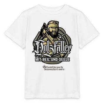 Holzfäller mit Beil und Seele - Stanley/Stella Kinder T-Shirt MINI CREATOR  - Weiß - Vorne - Maike (125cm)
