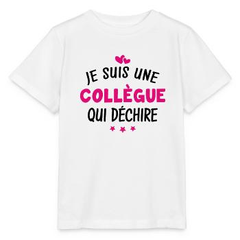 Je suis une collègue qui déchire - T-shirt bio MINI CREATOR Stanley/Stella Enfant - blanc - Devant - Maike (125cm)