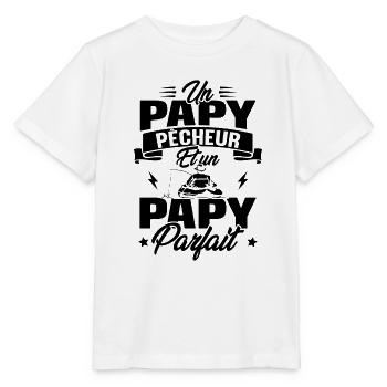Un papy pêcheur est un papy parfait - T-shirt bio MINI CREATOR Stanley/Stella Enfant - blanc - Devant - Maike (125cm)