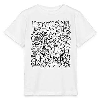 Vietnam Doodles Asien Hanoi Saigon Pho Banh Mi - Stanley/Stella Kinder T-Shirt MINI CREATOR  - Weiß - Vorne - Maike (125cm)