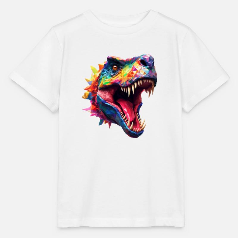 Polygon T-Rex Dinosaur - Stanley/Stella MINI CREATOR Kids’ T-Shirt - white
