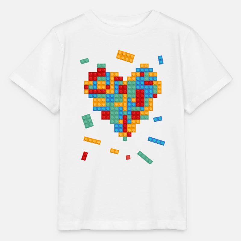 La Saint-Valentin coeur blocs de construction constructeur architecte - T-shirt bio MINI CREATOR Stanley/Stella Enfant - blanc