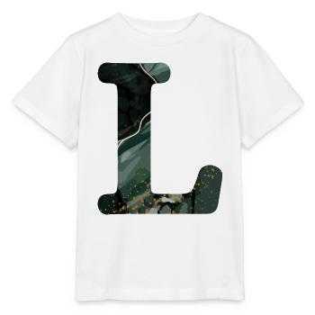 Letter l marbled green - Stanley/Stella MINI CREATOR Kids’ T-Shirt - white - Front - Maike (125cm)