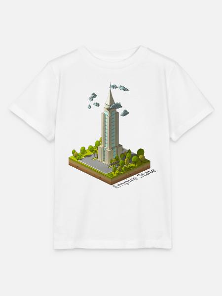 Geometrisches Low-Poly-Empire-Gebäude - Stanley/Stella Kinder T-Shirt MINI CREATOR - Weiß