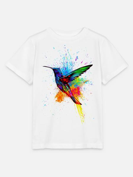 Kolibri Hummingbird Vogel Bird Farben Kunst - Stanley/Stella Kinder T-Shirt MINI CREATOR  - Weiß