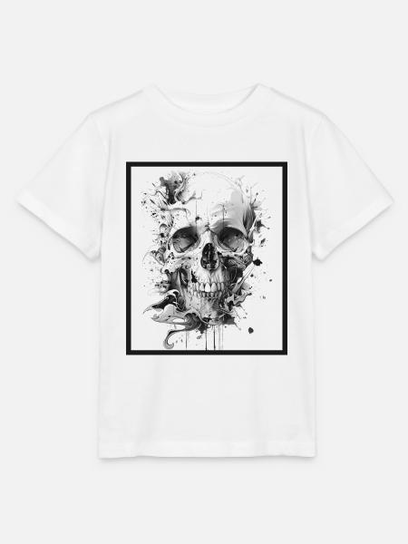 Totenkopf Schädel abstrakte Kunst - Stanley/Stella Kinder T-Shirt MINI CREATOR - Weiß