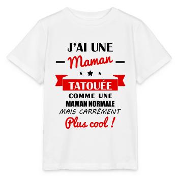 J'ai une maman tatouée, tatouage,humour, grossesse - T-shirt bio MINI CREATOR Stanley/Stella Enfant - blanc - Devant - Maike (125cm)