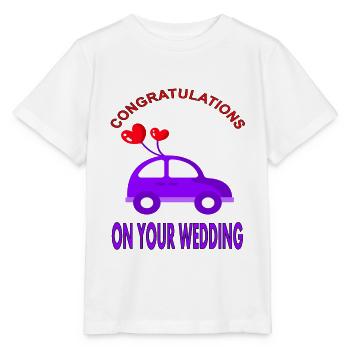 Glückwunsch zur Hochzeit Hochzeitstag Geschenkidee - Stanley/Stella Kinder T-Shirt MINI CREATOR  - Weiß - Vorne - Maike (125cm)