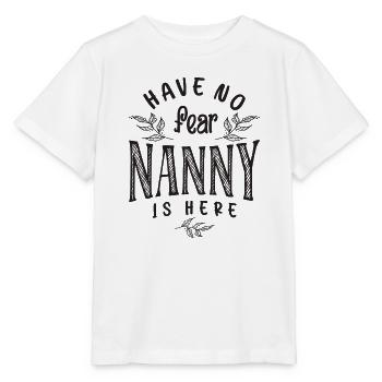 Les femmes n’ont pas peur Nounou est ici - Grand-mère - T-shirt bio MINI CREATOR Stanley/Stella Enfant - blanc - Devant - Maike (125cm)