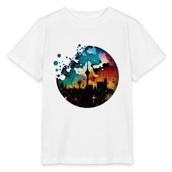 Berlin Skyline Silhouette Graffiti Fernsehturm - Stanley/Stella Kinder T-Shirt MINI CREATOR  - Weiß - Vorne - Maike (125cm)