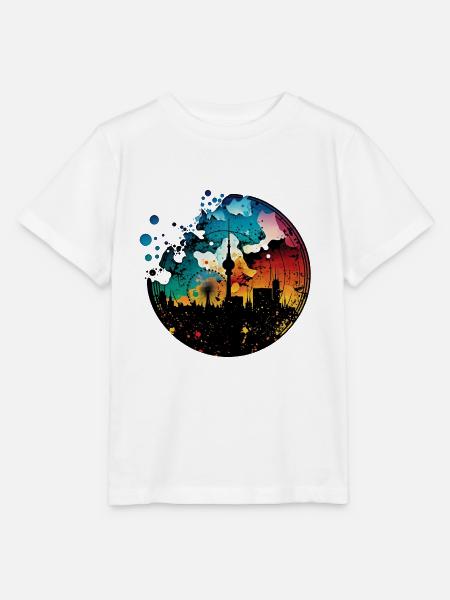 Berlin Skyline Silhouette Graffiti Fernsehturm - Stanley/Stella Kinder T-Shirt MINI CREATOR - Weiß