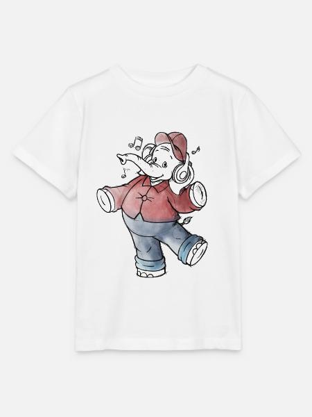 Benjamin Blümchen hört Musik Kopfhörer Sterne - Stanley/Stella Kinder T-Shirt MINI CREATOR - Weiß