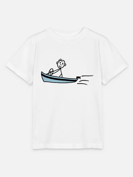 Männchen fährt Motorboot - V2 - Stanley/Stella Kinder T-Shirt MINI CREATOR - Weiß