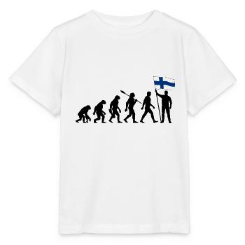 Finnland - Evolution - Flagge - Nation - Stanley/Stella Kinder T-Shirt MINI CREATOR  - Weiß - Vorne - Maike (125cm)