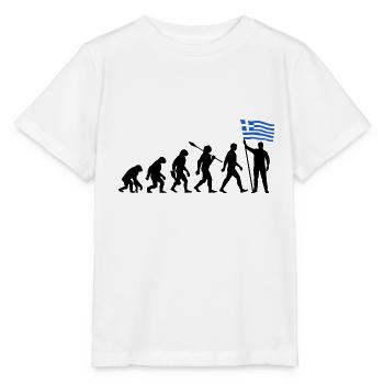 Griechenland - Evolution - Flagge - Nation - Stanley/Stella Kinder T-Shirt MINI CREATOR  - Weiß - Vorne - Maike (125cm)