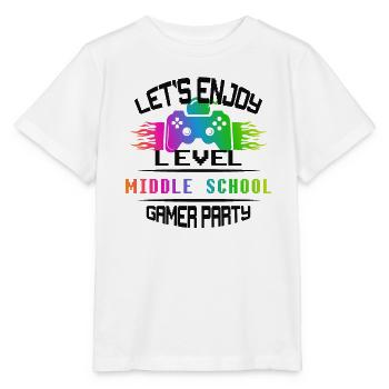 Level MIDDLE SCHOOL keep calm and game on - Stanley/Stella MINI CREATOR Kids’ T-Shirt - white - Front - Maike (125cm)