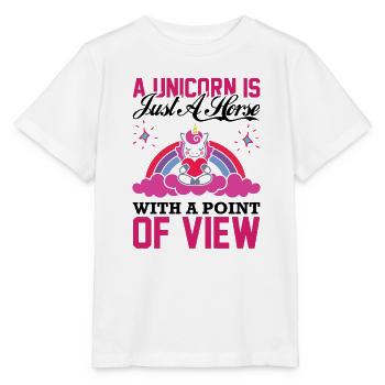 Cheval avec un point de vue Licorne - T-shirt bio MINI CREATOR Stanley/Stella Enfant - blanc - Devant - Maike (125cm)