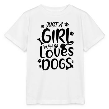 JUST A GIRL WHO LOVES DOGS - Stanley/Stella MINI CREATOR Kids’ T-Shirt - white - Front - Maike (125cm)