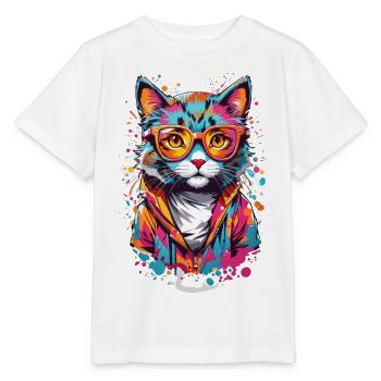 Süße Katze - Stanley/Stella Kinder T-Shirt MINI CREATOR  - Weiß - Vorne - Maike (125cm)