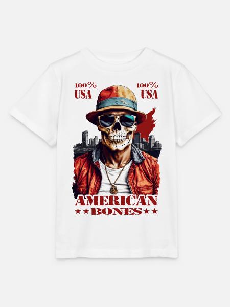 American Skull - Stanley/Stella Kinder T-Shirt MINI CREATOR  - Weiß
