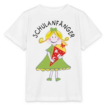 Débutants à l’école 2026 - Fille avec cône d’école - T-shirt bio MINI CREATOR Stanley/Stella Enfant - blanc - Devant - Maike (125cm)