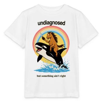 Pony on Orca – Absurd Chaos - Stanley/Stella MINI CREATOR Kids’ T-Shirt - white - Front - Maike (125cm)