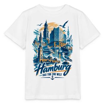 Hamburg Silhouette – Das Tor zur Welt Design - Stanley/Stella Kinder T-Shirt MINI CREATOR  - Weiß - Vorne - Maike (125cm)