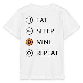 Eat sleep mine repeat cryptocurrency t-shirt - Stanley/Stella MINI CREATOR Kids’ T-Shirt - white - Front - Maike (125cm)