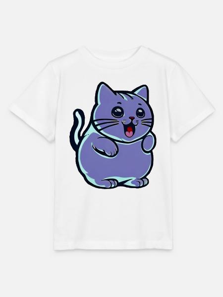 Niedliche blaue Katze - Stanley/Stella Kinder T-Shirt MINI CREATOR - Weiß