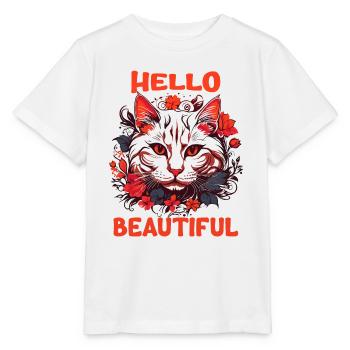 Chat Belle Femmes Élégantes Art Coloré Art - T-shirt bio MINI CREATOR Stanley/Stella Enfant - blanc - Devant - Maike (125cm)