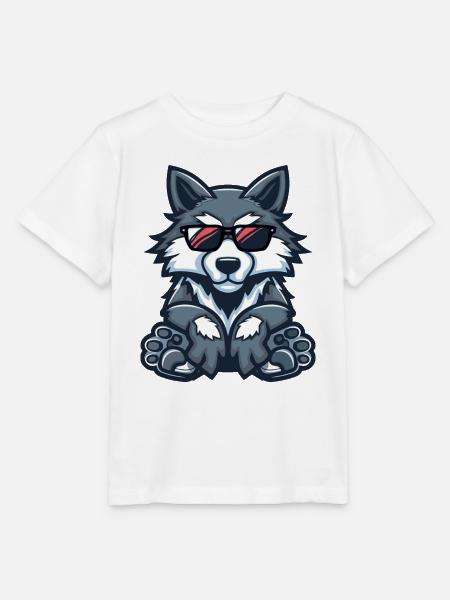 Wolf Comic Cool - Stanley/Stella Kinder T-Shirt MINI CREATOR  - Weiß
