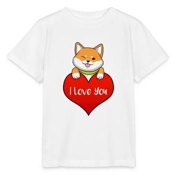 Shiba Inu Uni Hund Herz Liebe Zunge I Geschenk - Stanley/Stella Kinder T-Shirt MINI CREATOR  - Weiß - Vorne - Maike (125cm)